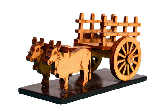 Traditional Bullock Cart Miniature – Rustic Heritage Display | Indian Village Life