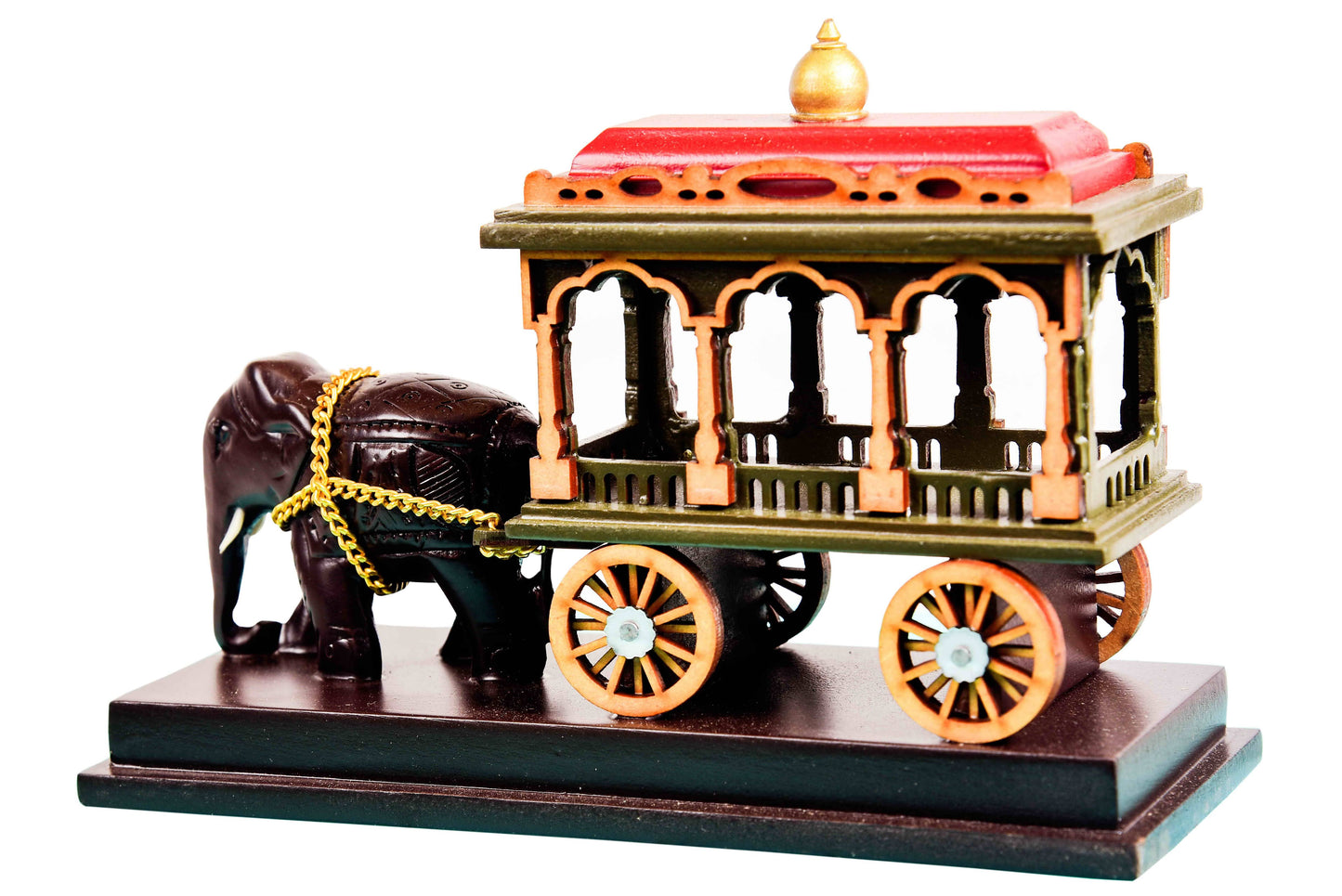 Royal Temple Chariot with Elephant Miniature – Divine Procession Replica | Traditional Rath