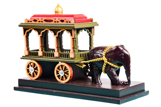 Royal Temple Chariot with Elephant Miniature – Divine Procession Replica | Traditional Rath