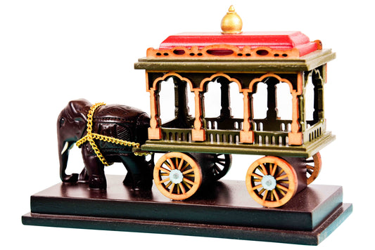 Royal Temple Chariot with Elephant Miniature – Divine Procession Replica | Traditional Rath